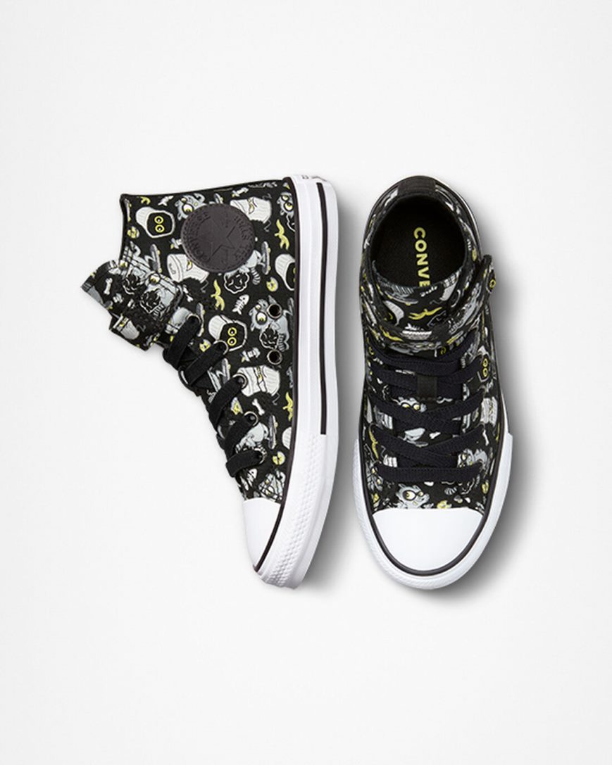 Tenisi Inalti Baieti Converse Chuck Taylor All Star Easy-On Raccoons Negrii Gri | RO 0IAXE042